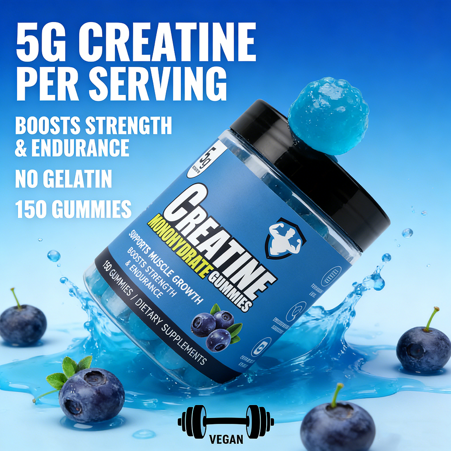 Blueberry Creatine Monohydrate Gummies 5000mg