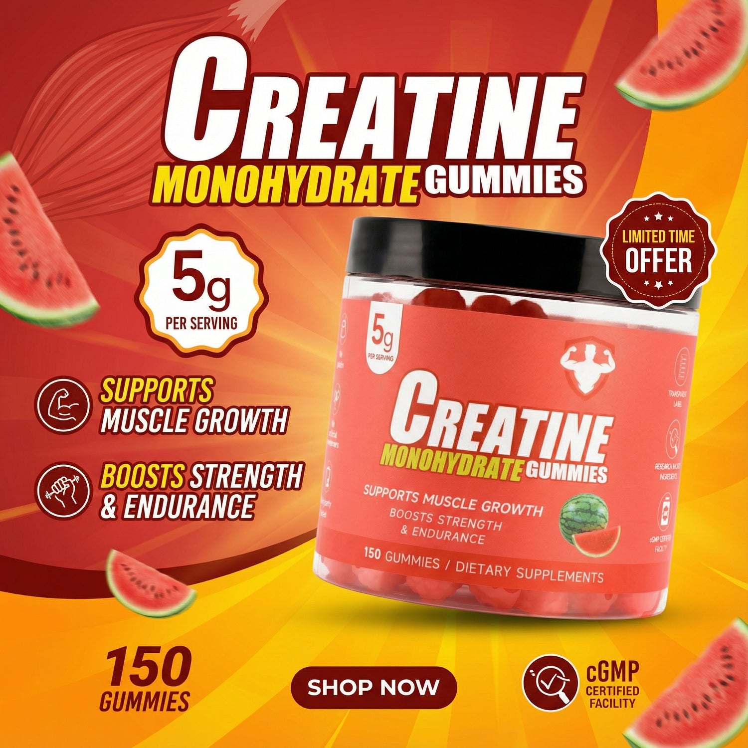 Watermelon Create Creatine Monohydrate Gummies