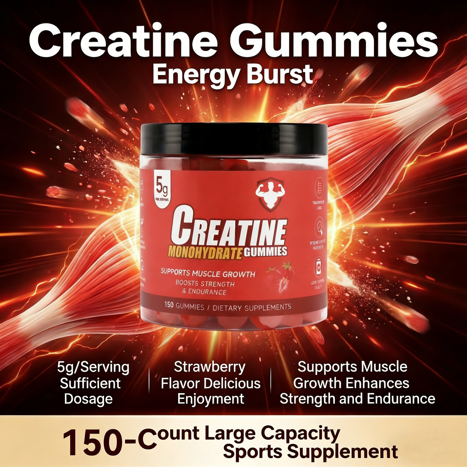 Strawberry Create Creatine Monohydrate Gummies